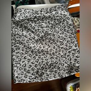 LOFT Black and Gray Animal Print Skirt